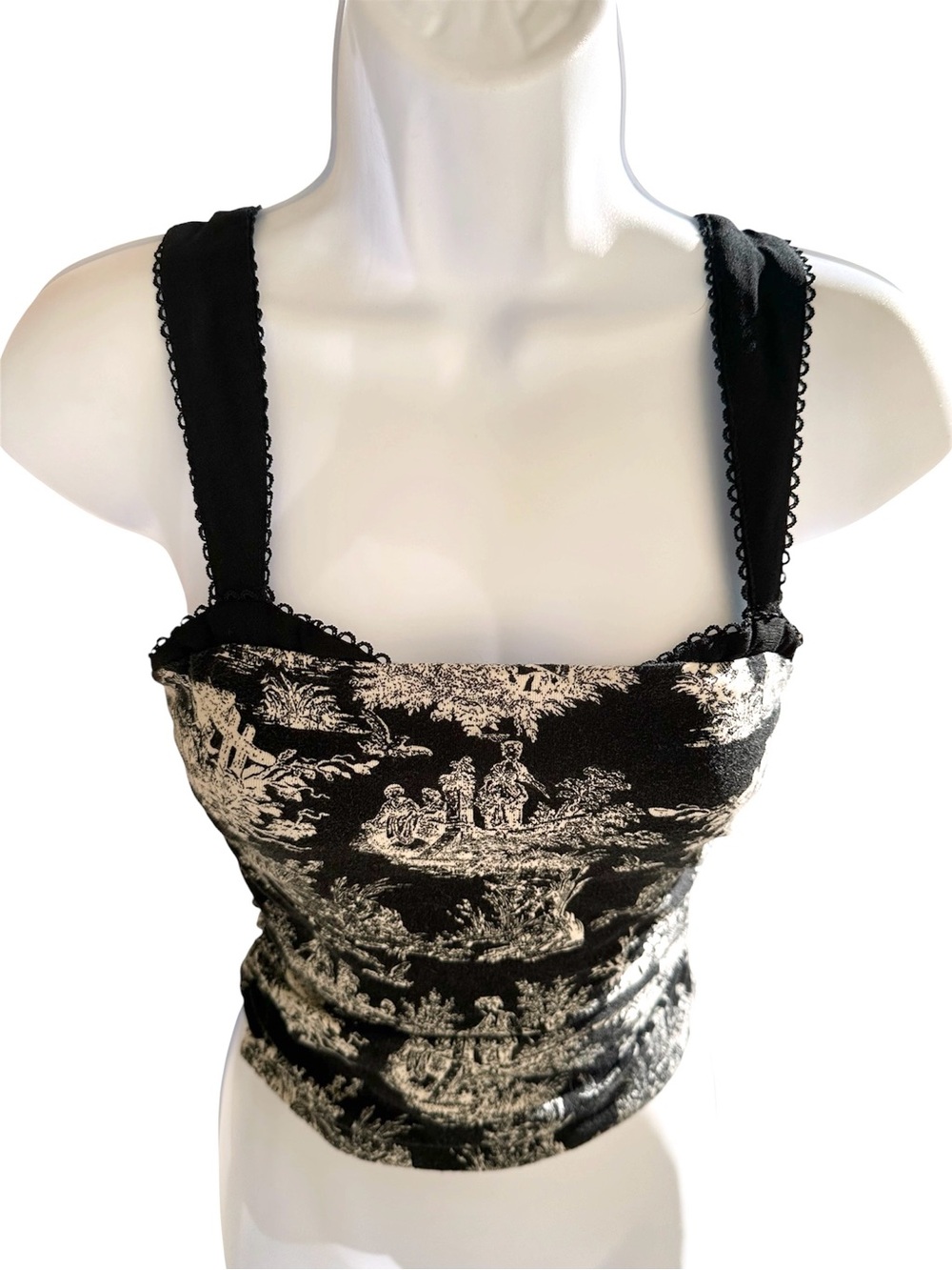 Thirty / Thirty Black and Ivory Toile Print Tank Top - Picture 9 of 12
